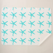 Couverture Sherpa Turquoise poisson d'eau de mer Motif blanc Noël br (Devant (Horizontal))