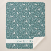 Couverture Sherpa Turquoise vert brillant hiver blanc d'oiseau (Devant)