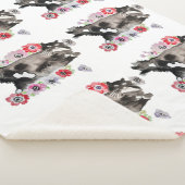 Couverture Sherpa Tuxedo Chat Cute Jolie Fleurs Chats Aquarelle (3/4)