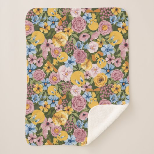 Couverture Sherpa TWEETY™ Floral Embroidery Pattern (Devant)