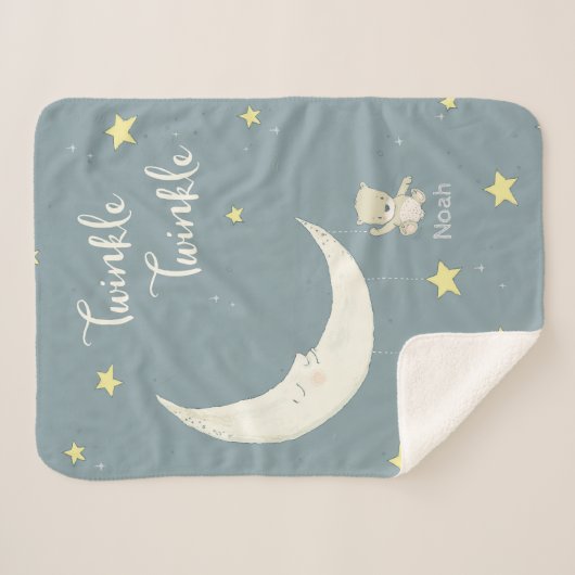 Couverture Sherpa Twinkle Moon et étoiles Sherpa Blanket (Devant (Horizontal))