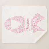 Couverture Sherpa Typographie du cancer du sein personnalisé Ruban (Devant (Horizontal))