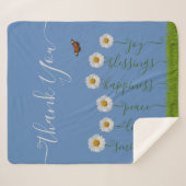 Couverture Sherpa Typographie moderne de Merci Floral Blue Daisy (Devant (Horizontal))