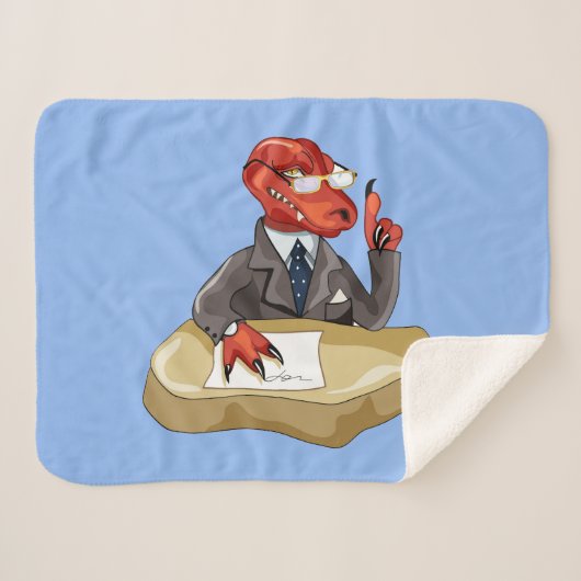 Couverture Sherpa Tyrannosaurus Rex Boss Assis À Un Bureau. 2 (Devant (Horizontal))