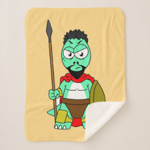 Couverture Sherpa Tyrannosaurus Rex Habillé Comme Leonidas.