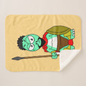 Couverture Sherpa Tyrannosaurus Rex Habillé Comme Leonidas. (Devant (Horizontal))