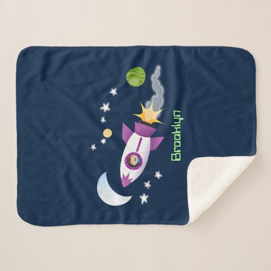 Couverture Sherpa Un adorable vaisseau-fusée dans l'espace dessin an (Devant (Horizontal))