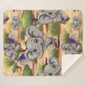 Couverture Sherpa Un bébé éléphant qui sonne heureux dans la savane  (Devant (Horizontal))