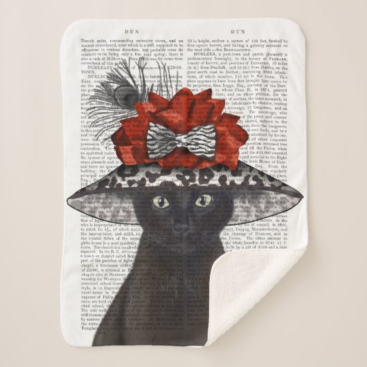 Couverture Sherpa Un chat noir avec un Casquette fabuleux (Devant)