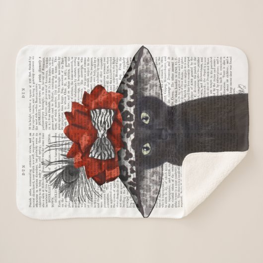 Couverture Sherpa Un chat noir avec un Casquette fabuleux (Devant (Horizontal))