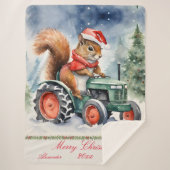 Couverture Sherpa Un écureuil sur un tracteur Noël (Devant)