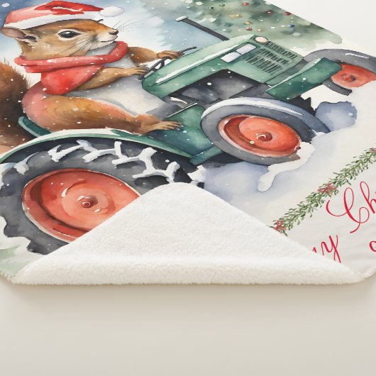 Couverture Sherpa Un écureuil sur un tracteur Noël (3/4)