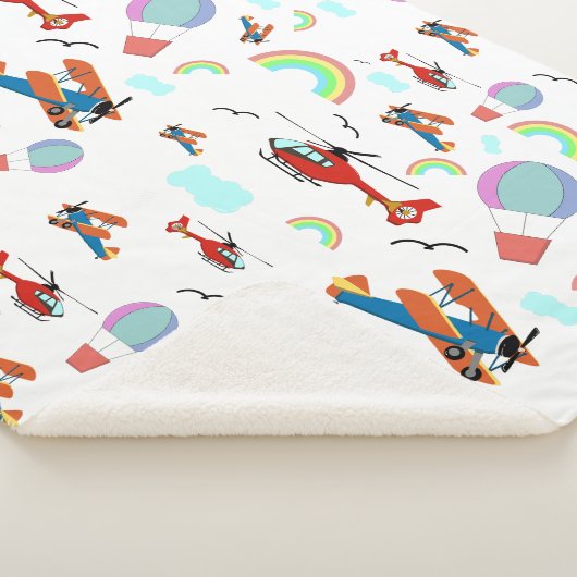 Couverture Sherpa Un garçon Motif volant en blanc (3/4)