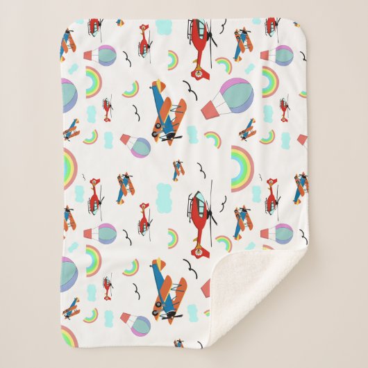 Couverture Sherpa Un garçon Motif volant en blanc (Devant)