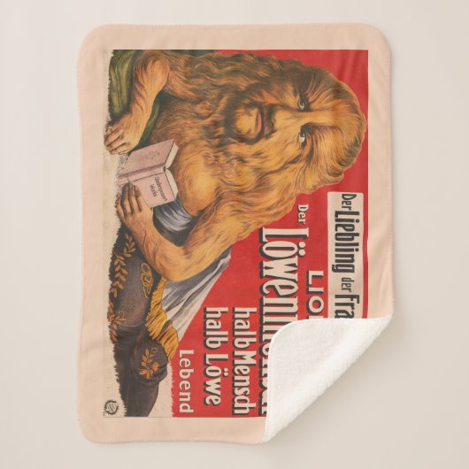 Couverture Sherpa Un Homme Avec Tête Lion Lecture Shakespeare, 1913. (Devant)