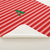 Couverture Sherpa Un joyeux Monogramme rose rouge rayure (3/4)