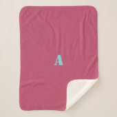 Couverture Sherpa Un Monogramme bleu foncé rose polaire (Devant)
