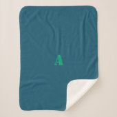 Couverture Sherpa Un Monogramme vert clair polaire bleu (Devant)