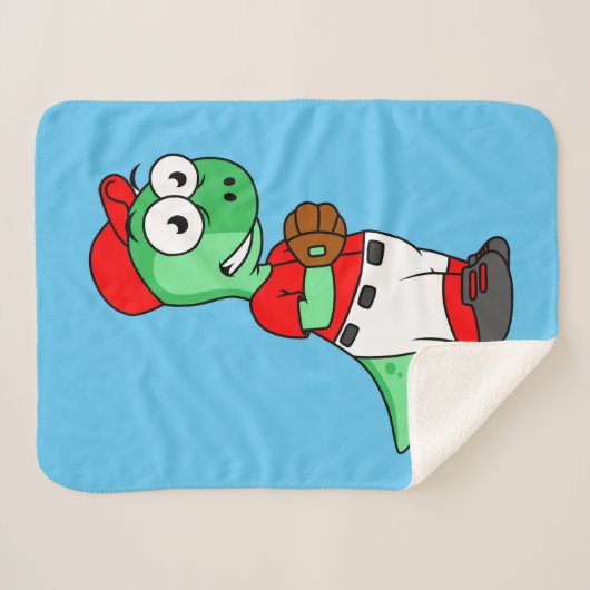 Couverture Sherpa Un Pitcher De Baseball Pachycephalosaurus. (Devant (Horizontal))