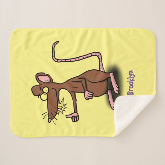 Couverture Sherpa Un rat brun mignon pouce vers le haut dessin animé (Devant (Horizontal))