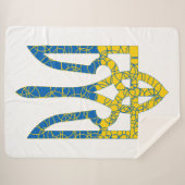 Couverture Sherpa Un trident ukrainien texturé drapeau d'Ukraine cou (Devant (Horizontal))