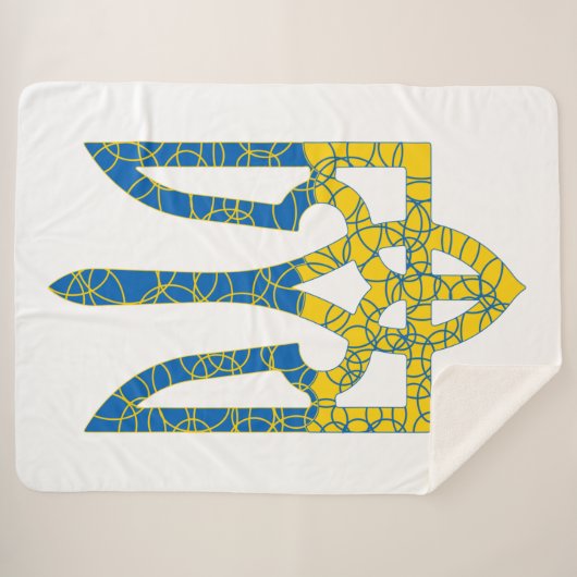 Couverture Sherpa Un trident ukrainien texturé drapeau d'Ukraine cou (Devant (Horizontal))