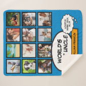 Couverture Sherpa Uncle Fun Cool moderne Comic Blue Photo Collage (Devant (Horizontal))