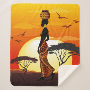 Couverture Sherpa Une belle femme africaine Silhouette sur les solei