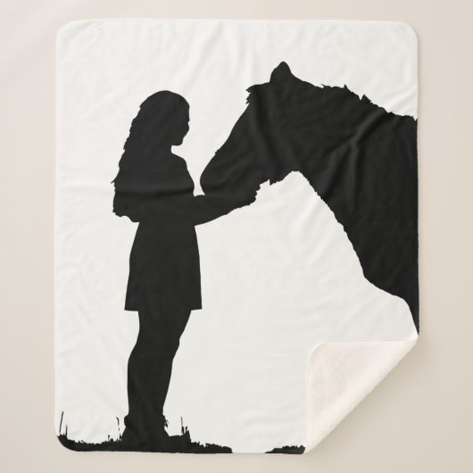 Couverture Sherpa Une fille et son cheval amour Silhouette Art (Devant)