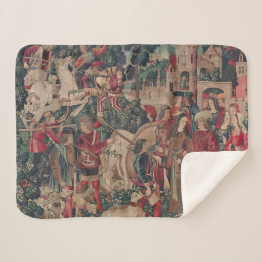 Couverture Sherpa Unicorn Art médiéval - Chasseurs Retour au Château (Devant (Horizontal))
