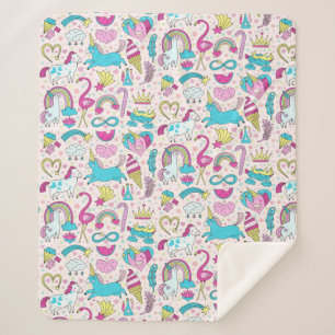 Couverture Sherpa Unicorn Doodle Motif