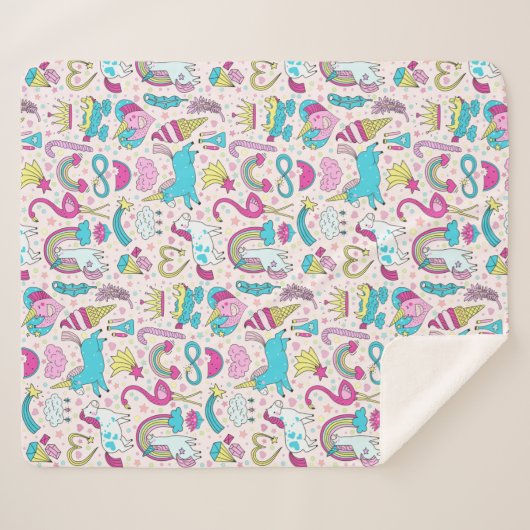 Couverture Sherpa Unicorn Doodle Motif (Devant (Horizontal))