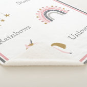 Couverture Sherpa Unicorn Rainbows Motif Boho rose (3/4)