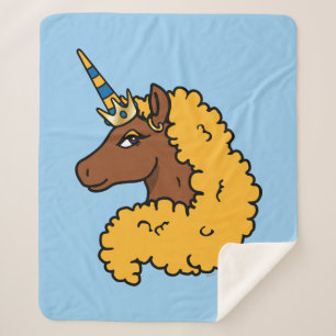 Couverture Sherpa Unicorne Afro Jaune