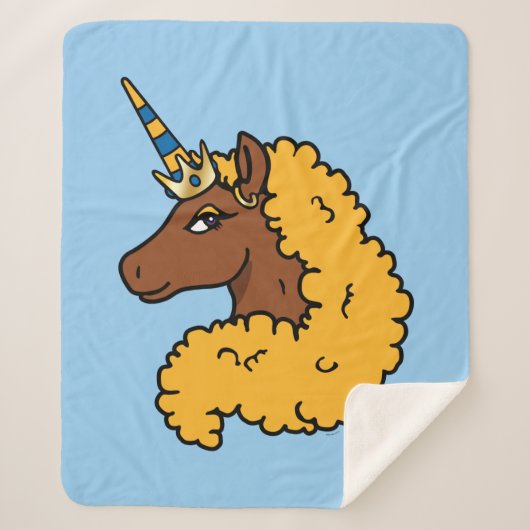Couverture Sherpa Unicorne Afro Jaune (Devant)