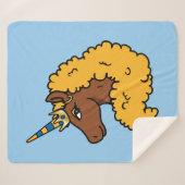 Couverture Sherpa Unicorne Afro Jaune (Devant (Horizontal))