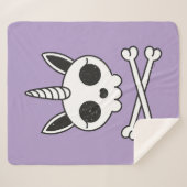 Couverture Sherpa Unicorne crâne et os croisés (Devant (Horizontal))