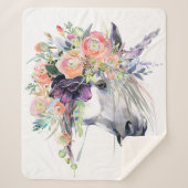 Couverture Sherpa Unicorne en fleurs (Devant)