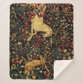 Couverture Sherpa Unicorne médiévale Midnight Floral Garden (Devant)
