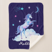 Couverture Sherpa Unicorne personnalisée sur nuages Sherpa Snuggy (Devant)