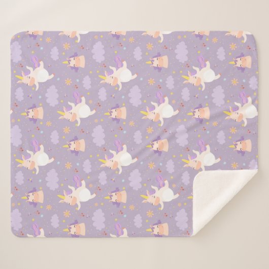 Couverture Sherpa Unicornes (Devant (Horizontal))
