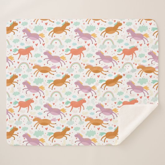 Couverture Sherpa Unicornes (Devant (Horizontal))