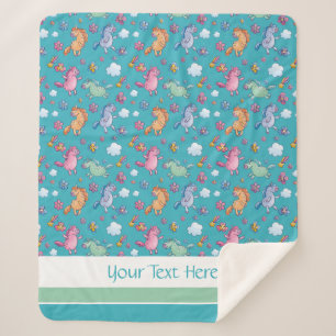 Couverture Sherpa Unicornes lunaires et jolies fleurs lumineuses