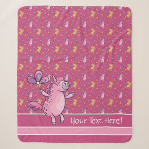 Couverture Sherpa Unicornes lunaires et jolies fleurs Motif