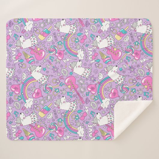 Couverture Sherpa Unicornes Sherpa Blanket (Devant (Horizontal))