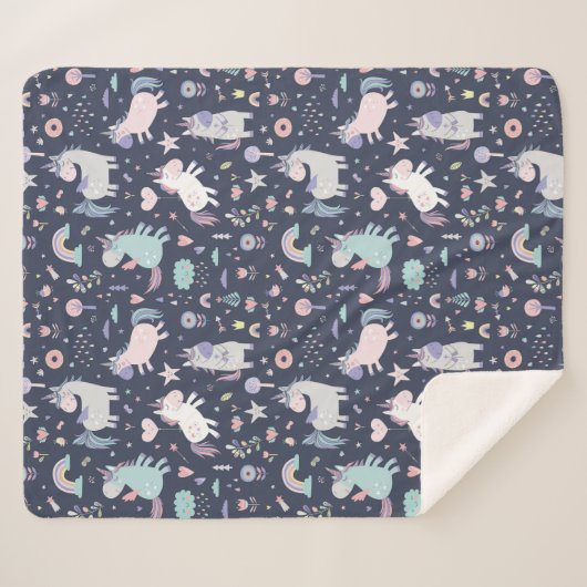 Couverture Sherpa Unicornes Sherpa Blanket (Devant (Horizontal))