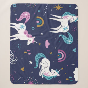 Couverture Sherpa Unicorns Rainbows : Cartoon mignon sans peau