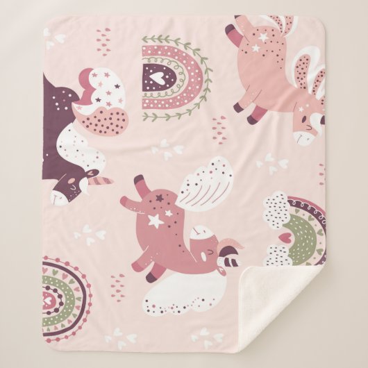 Couverture Sherpa Unicorns Rainbows : Pastel Magic Arrière - plan. (Devant)