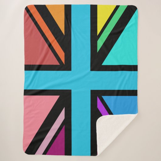 Couverture Sherpa Union Jack/Drapeau Multicolore+Noir (Devant)