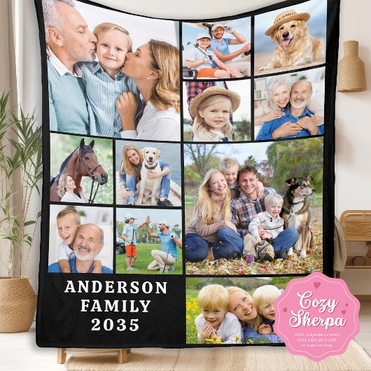 Couverture Sherpa Unique 11 Photo Collage Personalized Cute Family